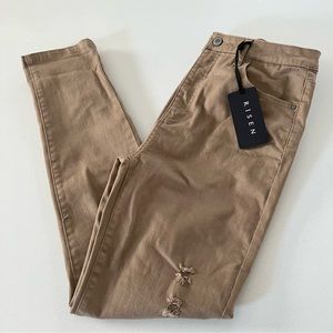 RISEN Distressed Ankle Color Skinny Jeans